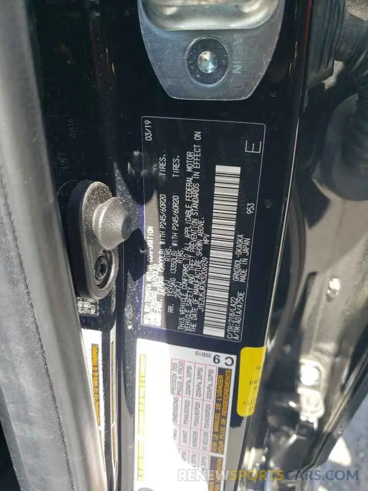 13 Photograph of a damaged car JTEZU5JR7K5206939 TOYOTA 4RUNNER 2019