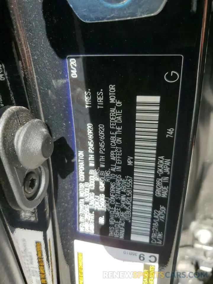 13 Photograph of a damaged car JTEBU5JR2L5815567 TOYOTA 4RUNNER 2020