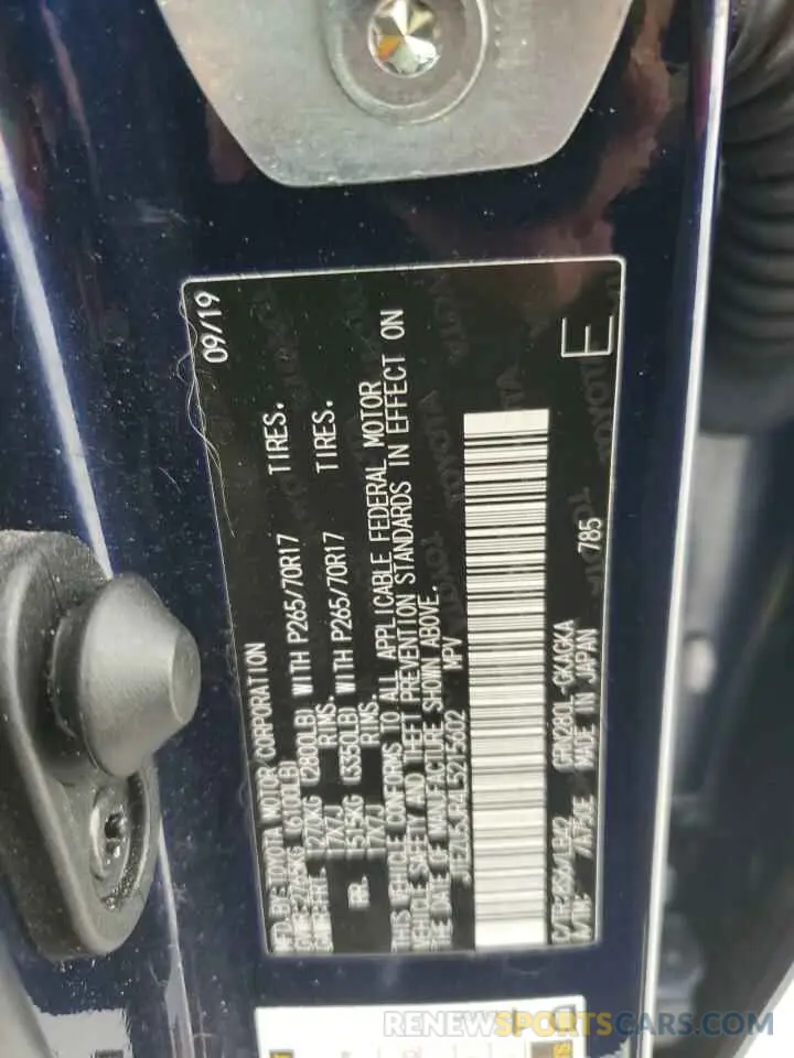 13 Photograph of a damaged car JTEZU5JR4L5215602 TOYOTA 4RUNNER 2020
