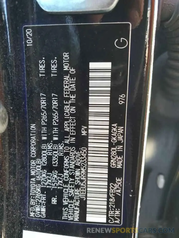 13 Photograph of a damaged car JTEEU5JR9M5233450 TOYOTA 4RUNNER 2021