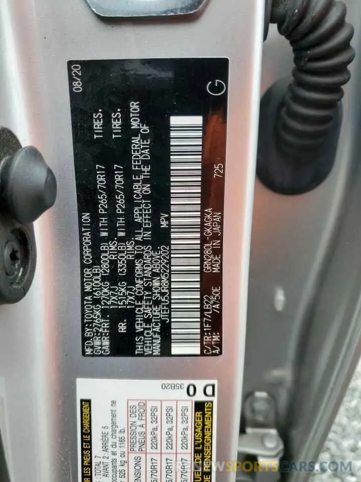13 Photograph of a damaged car JTEFU5JR8M5229202 TOYOTA 4RUNNER 2021
