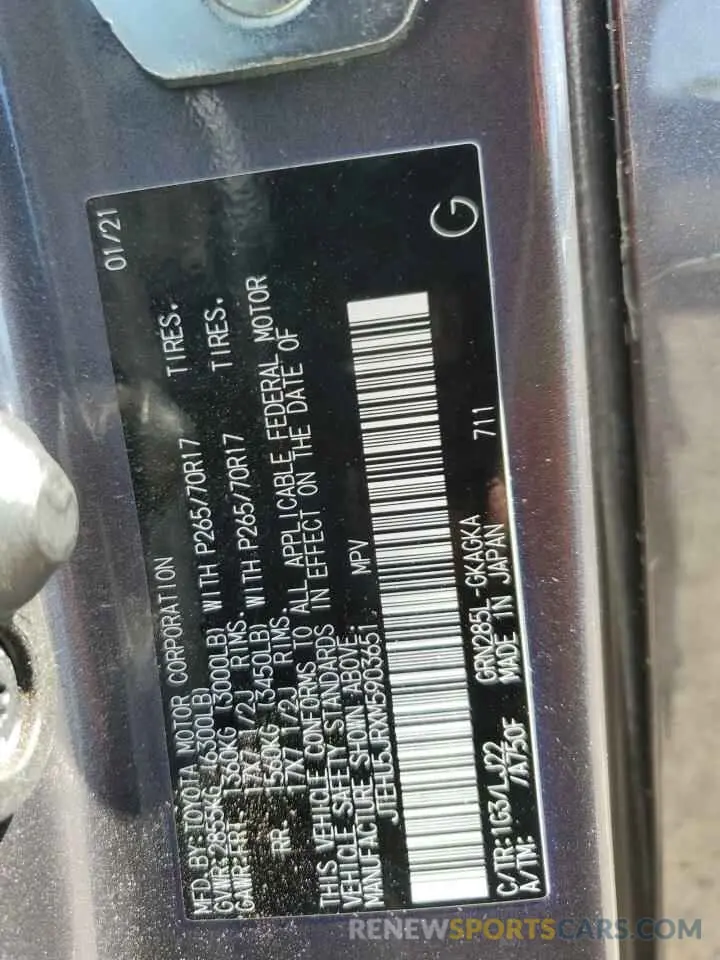 13 Photograph of a damaged car JTEHU5JRXM5903651 TOYOTA 4RUNNER 2021