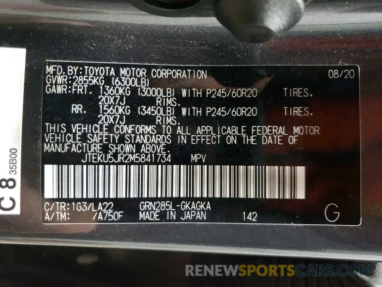 14 Photograph of a damaged car JTEKU5JR2M5841734 TOYOTA 4RUNNER 2021
