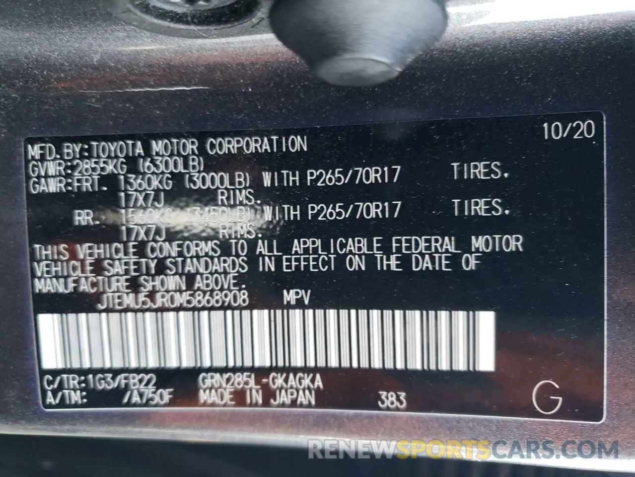 13 Photograph of a damaged car JTEMU5JR0M5868908 TOYOTA 4RUNNER 2021