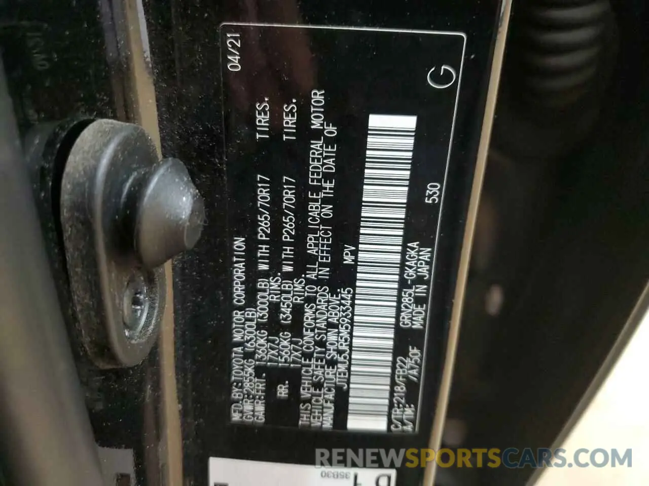 15 Photograph of a damaged car JTEMU5JR5M5933445 TOYOTA 4RUNNER 2021