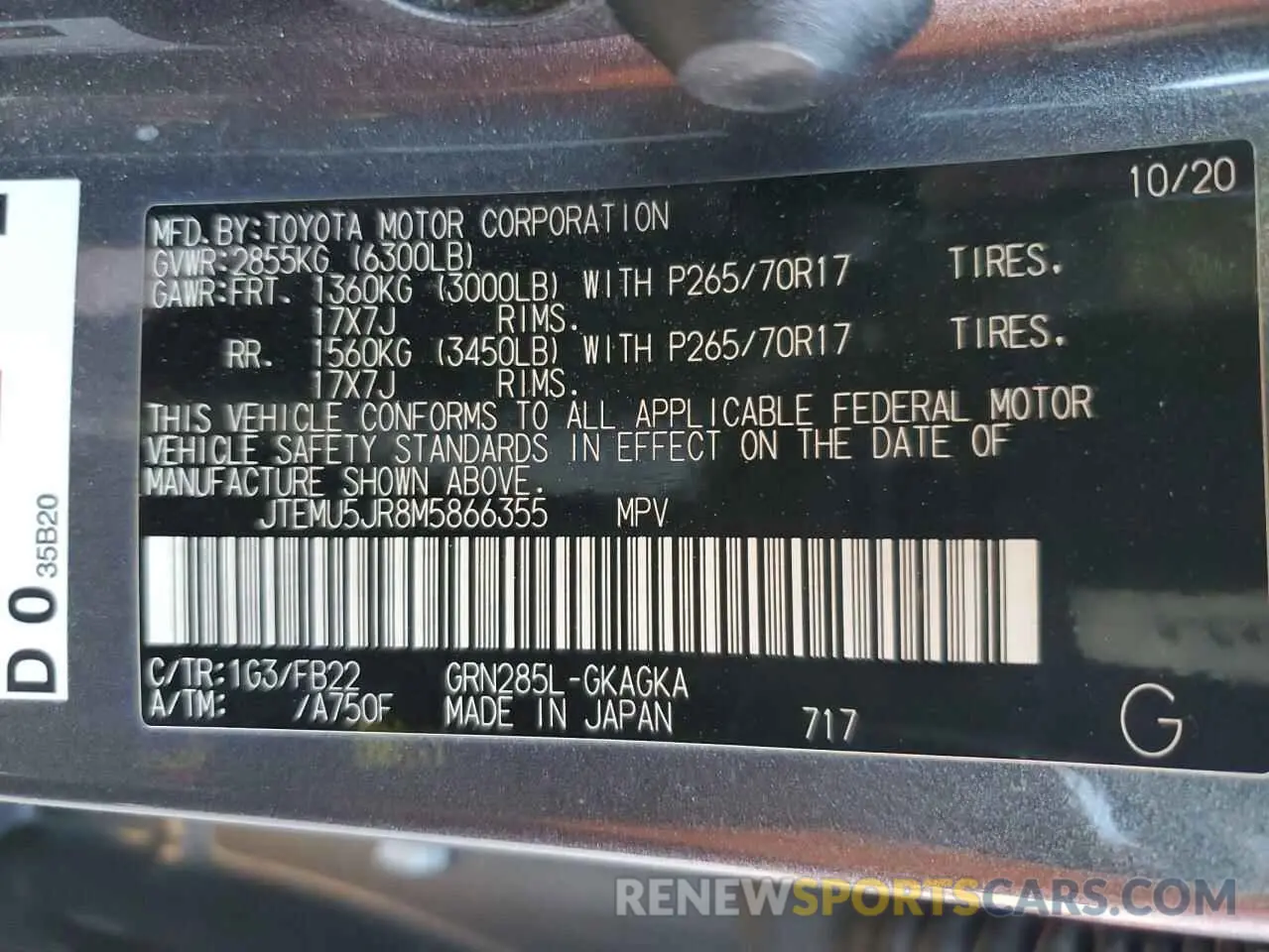 13 Photograph of a damaged car JTEMU5JR8M5866355 TOYOTA 4RUNNER 2021