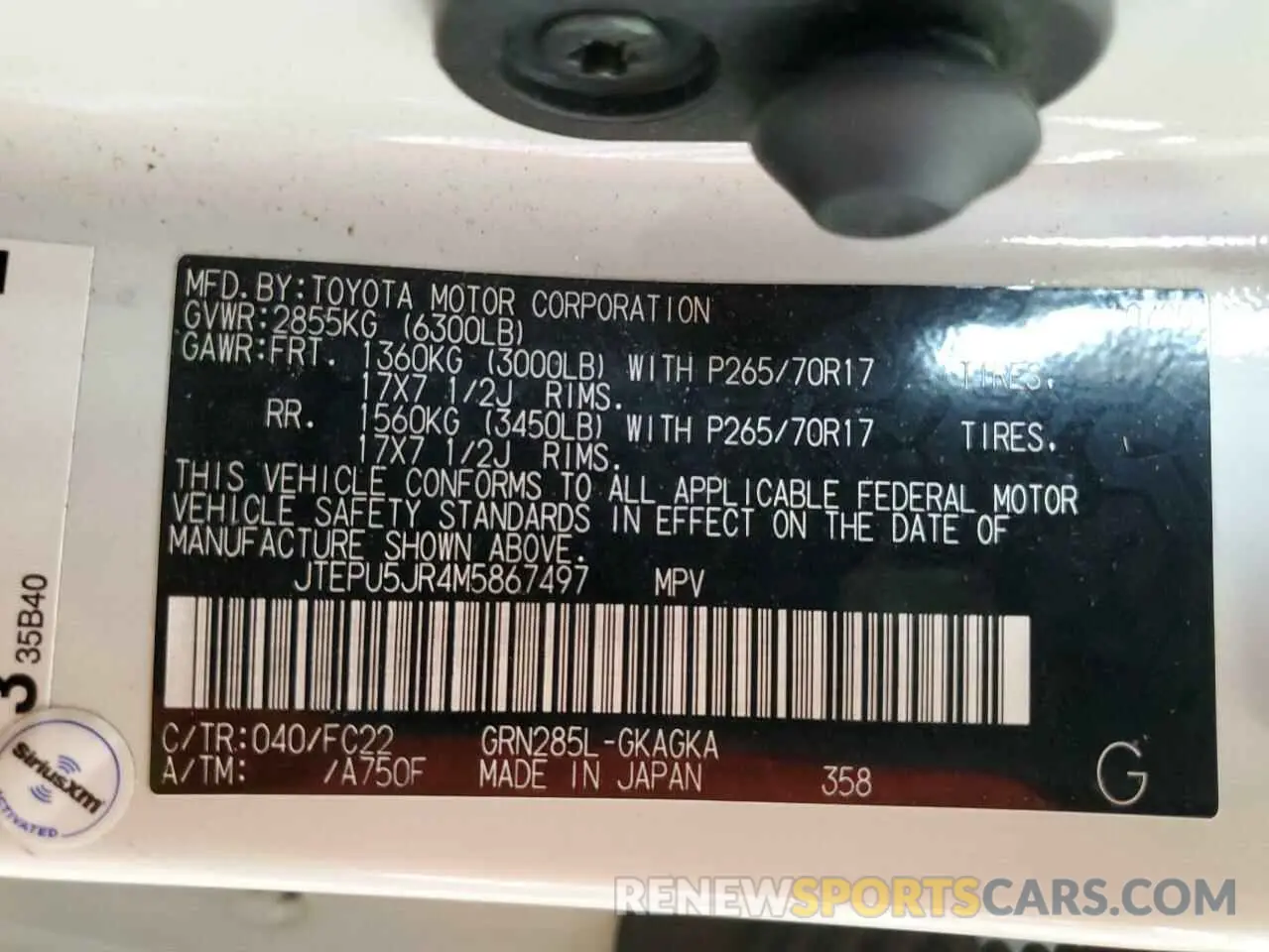 14 Photograph of a damaged car JTEPU5JR4M5867497 TOYOTA 4RUNNER 2021