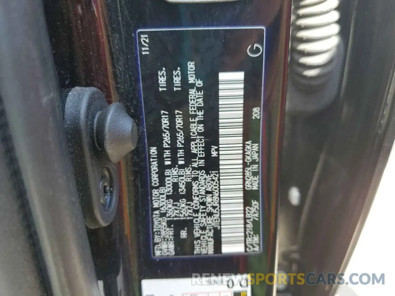 13 Photograph of a damaged car JTENU5JR8N6005421 TOYOTA 4RUNNER 2022