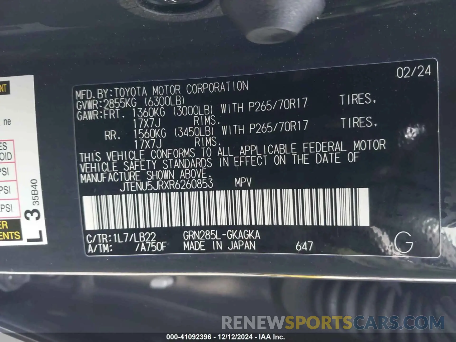 9 Photograph of a damaged car JTENU5JRXR6260853 TOYOTA 4RUNNER 2024