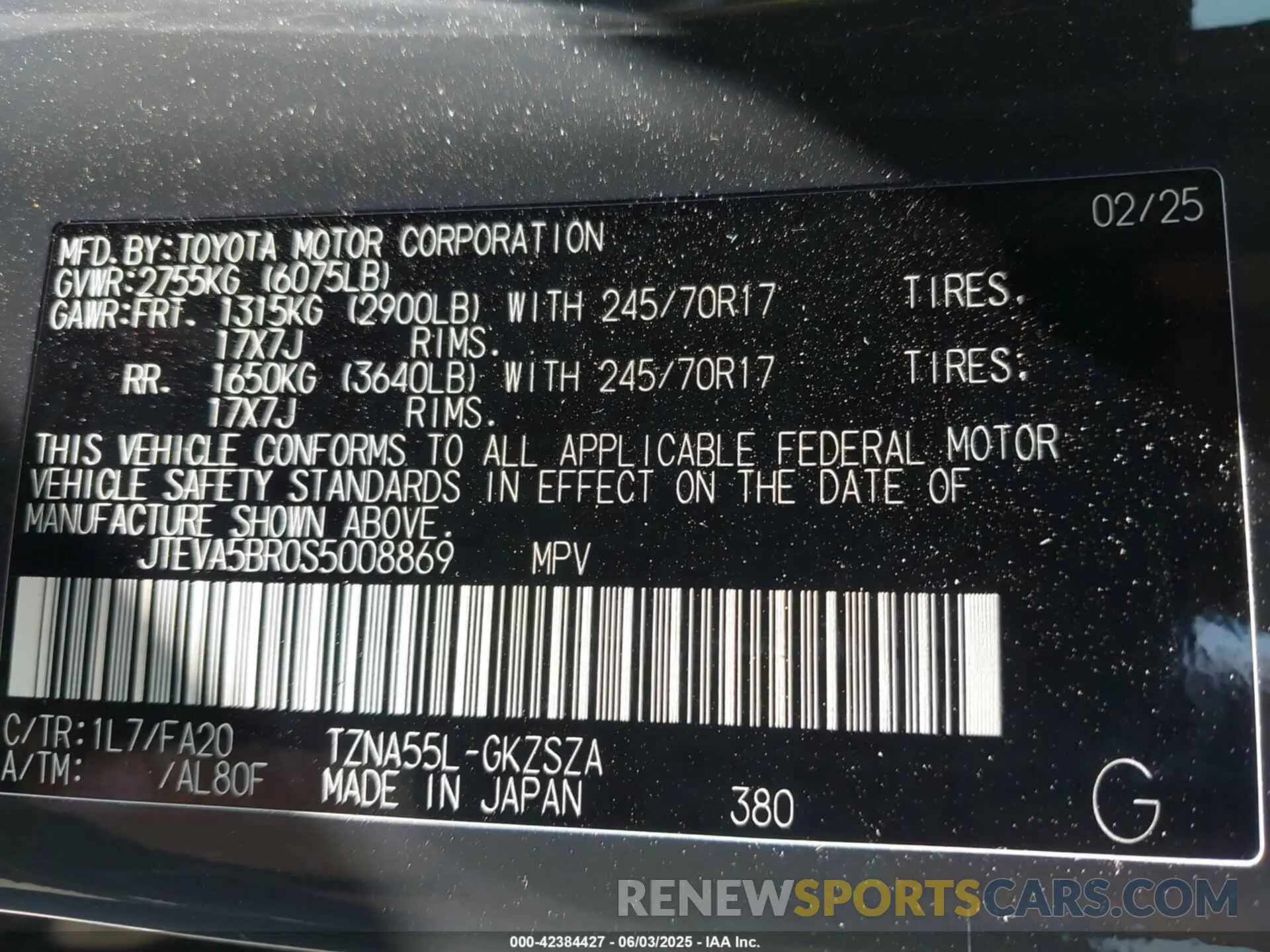9 Photograph of a damaged car JTEVA5BR0S5008869 TOYOTA 4RUNNER 2025