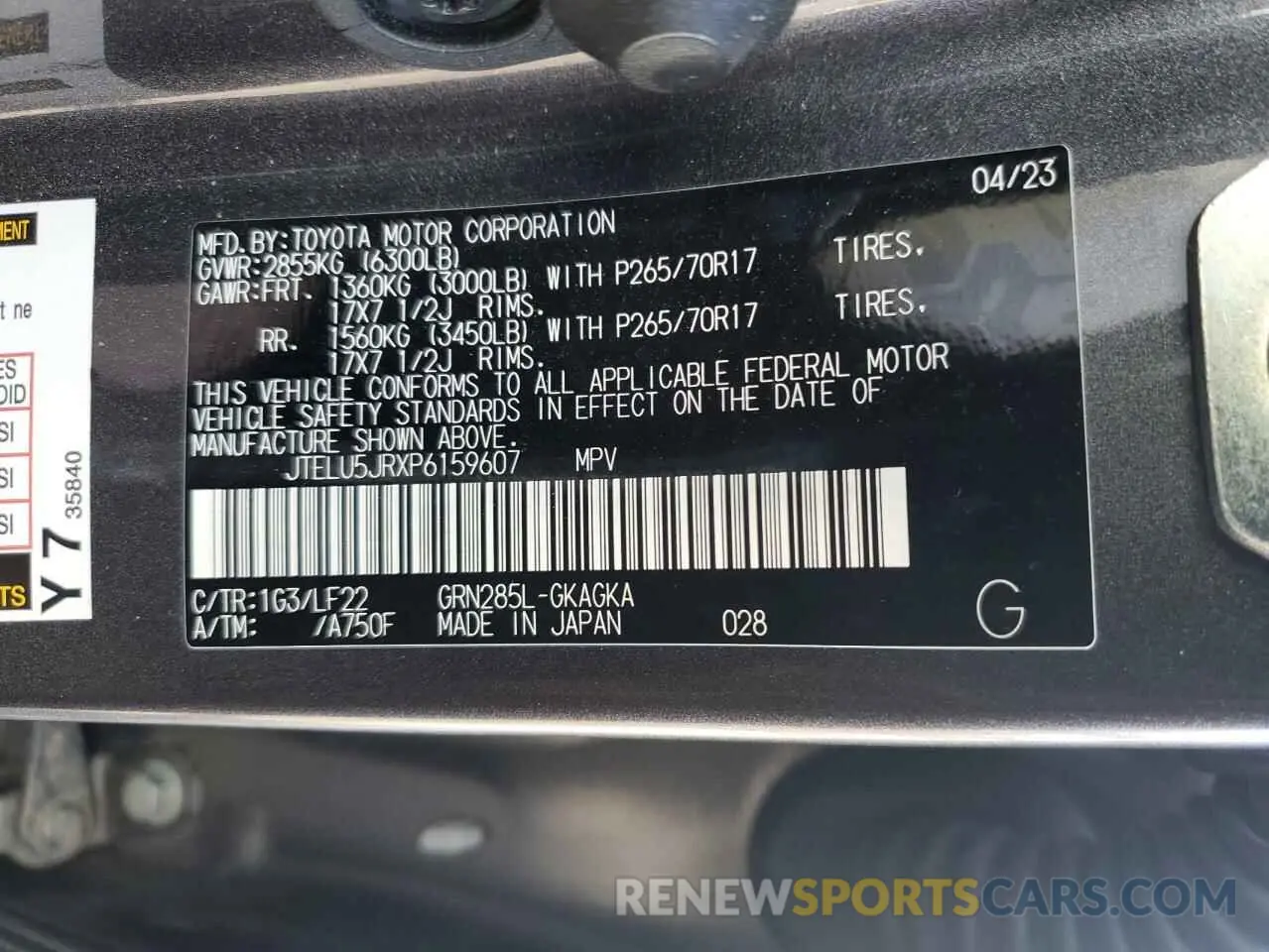13 Photograph of a damaged car JTELU5JRXP6159607 TOYOTA 4RUNNER SE 2023