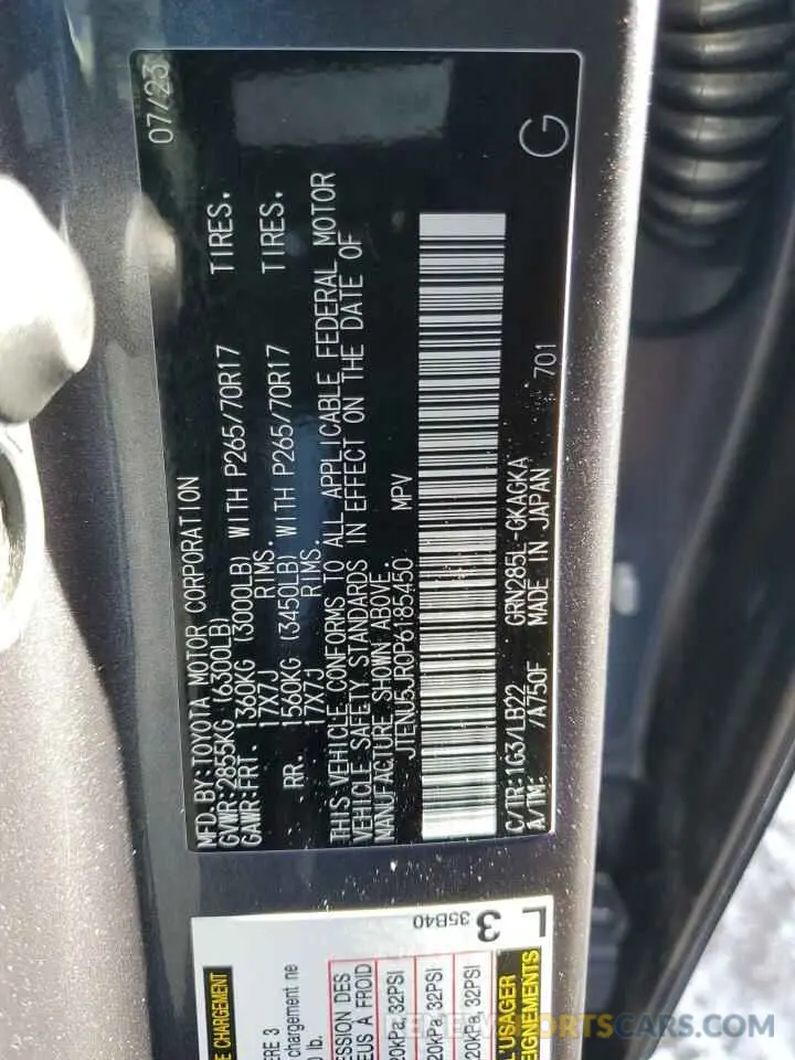 13 Photograph of a damaged car JTENU5JR0P6185450 TOYOTA 4RUNNER SE 2023