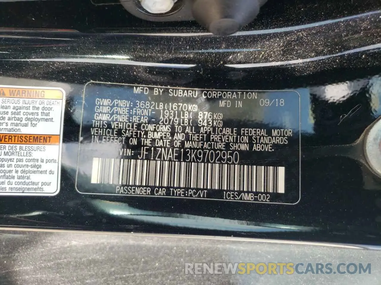 12 Photograph of a damaged car JF1ZNAE13K9702950 TOYOTA 86 2019