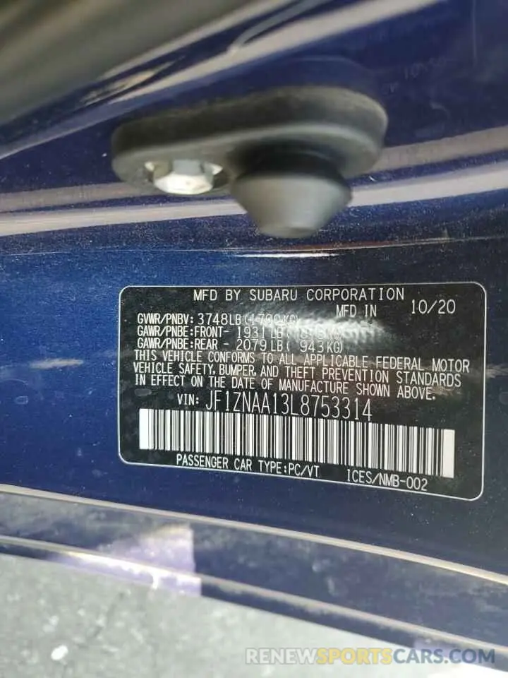 12 Photograph of a damaged car JF1ZNAA13L8753314 TOYOTA 86 2020