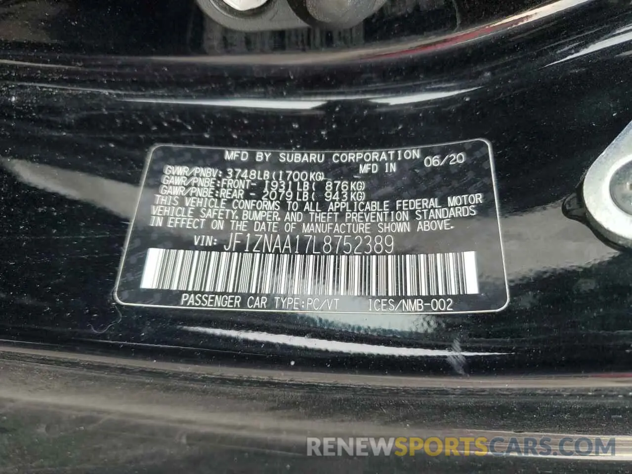 12 Photograph of a damaged car JF1ZNAA17L8752389 TOYOTA 86 2020