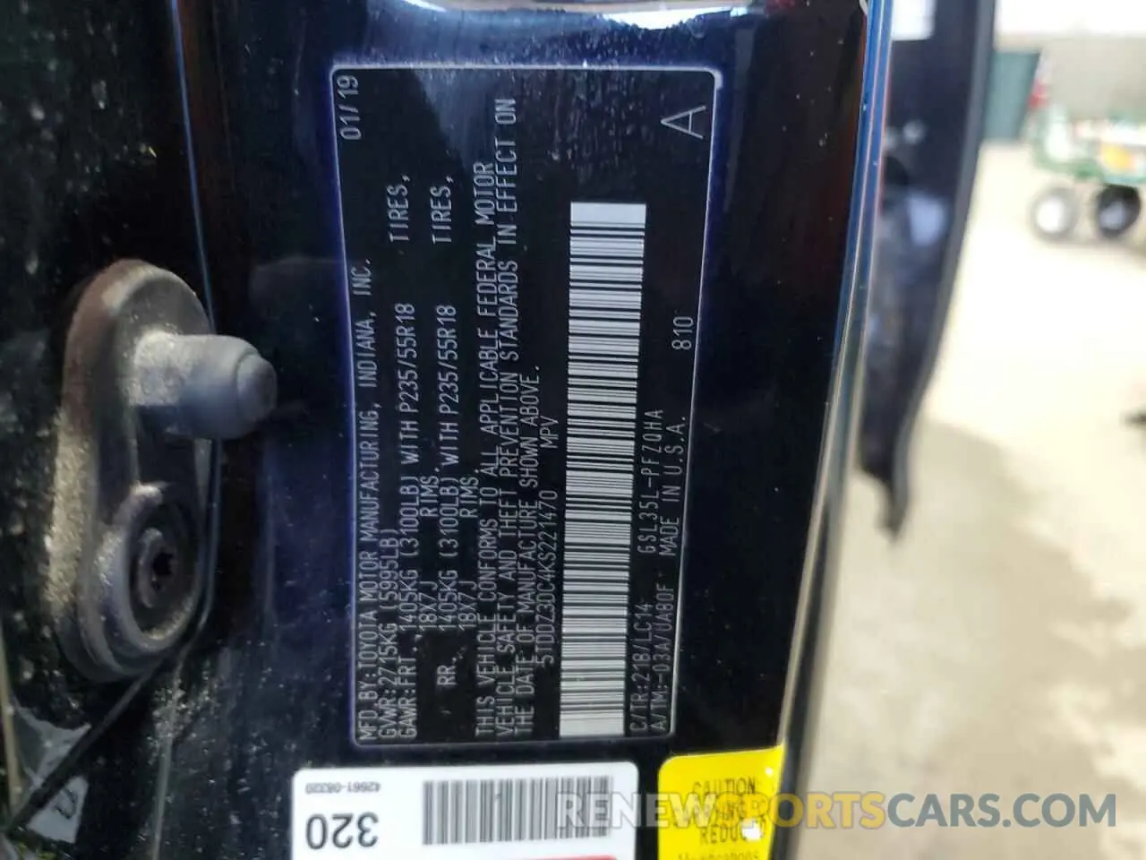 14 Photograph of a damaged car 5TDDZ3DC4KS221470 TOYOTA All Models 2019