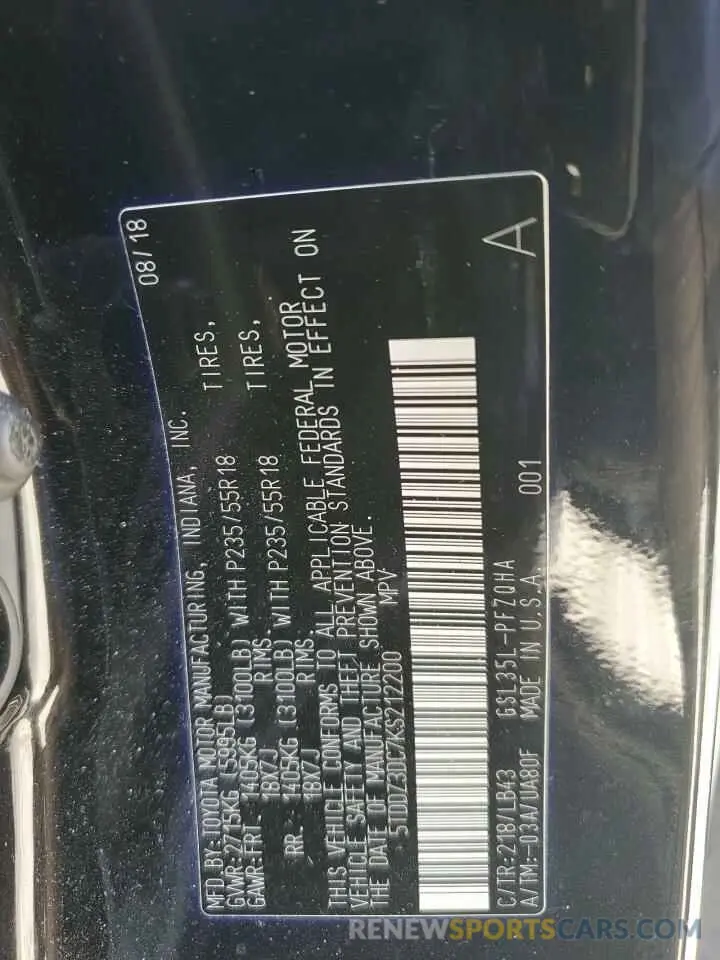 15 Photograph of a damaged car 5TDDZ3DC7KS212200 TOYOTA All Models 2019