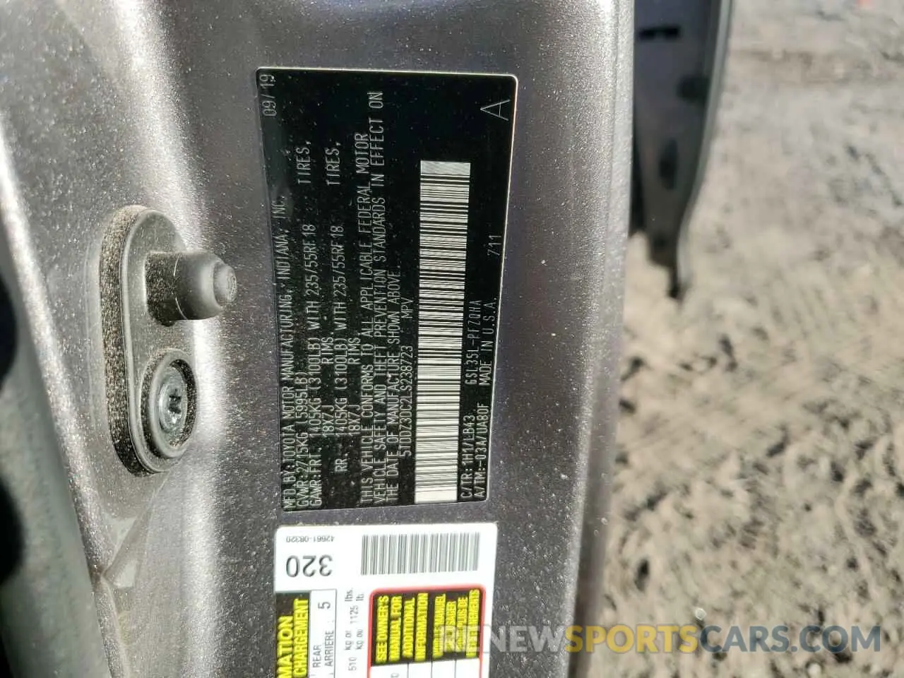 13 Photograph of a damaged car 5TDDZ3DC2LS238723 TOYOTA All Models 2020