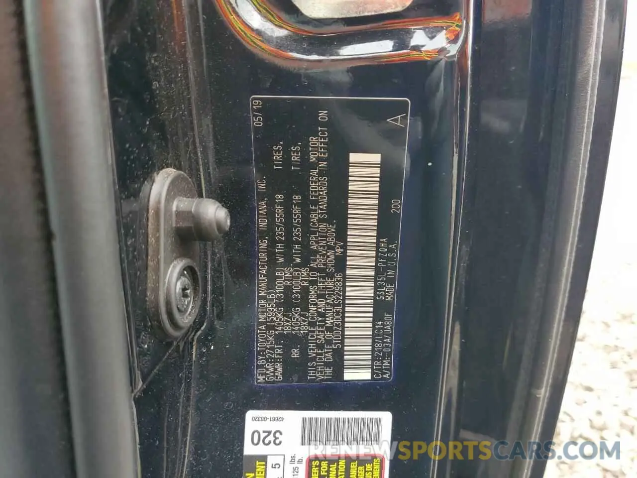 14 Photograph of a damaged car 5TDDZ3DC3LS229836 TOYOTA All Models 2020