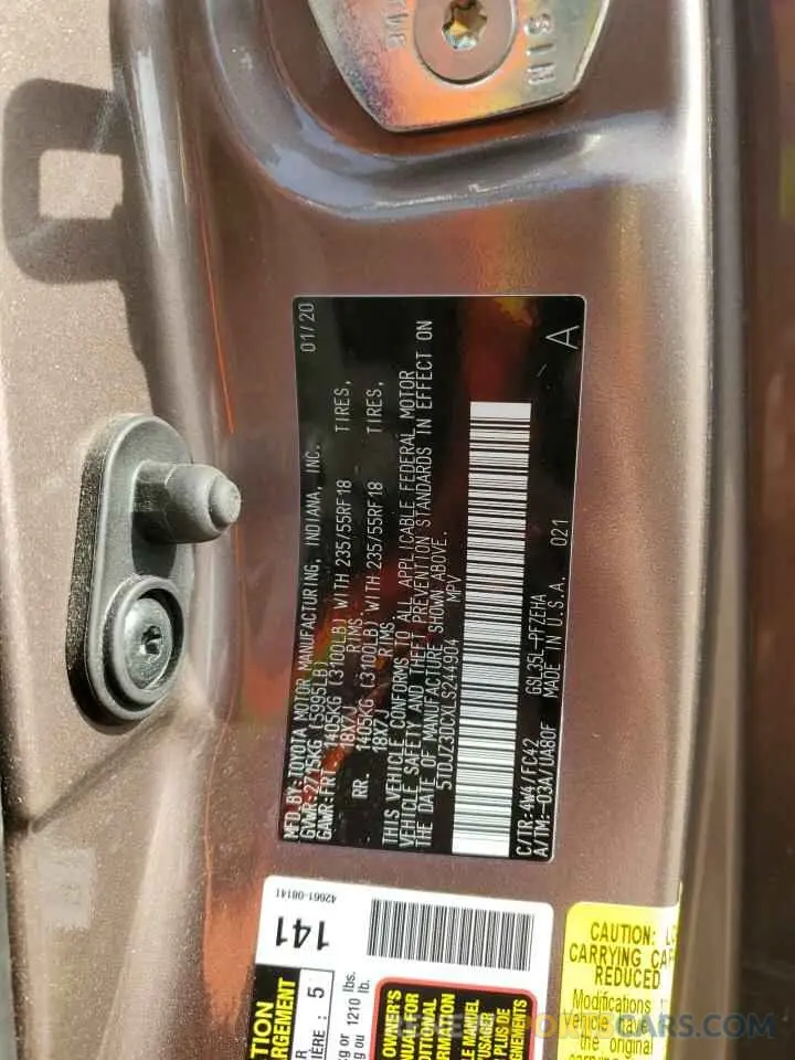 15 Photograph of a damaged car 5TDJZ3DCXLS244904 TOYOTA All Models 2020