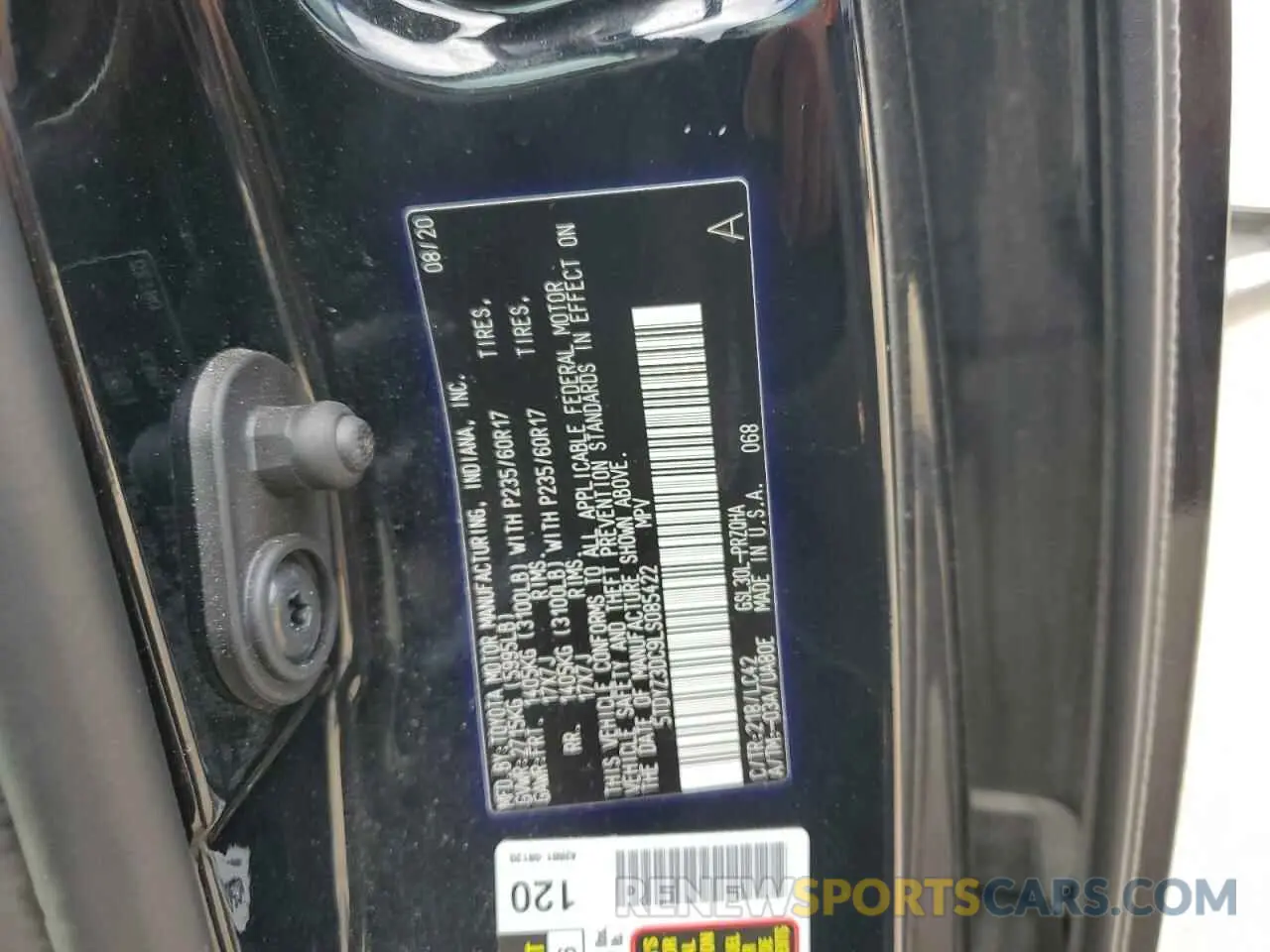 14 Photograph of a damaged car 5TDYZ3DC9LS085422 TOYOTA All Models 2020