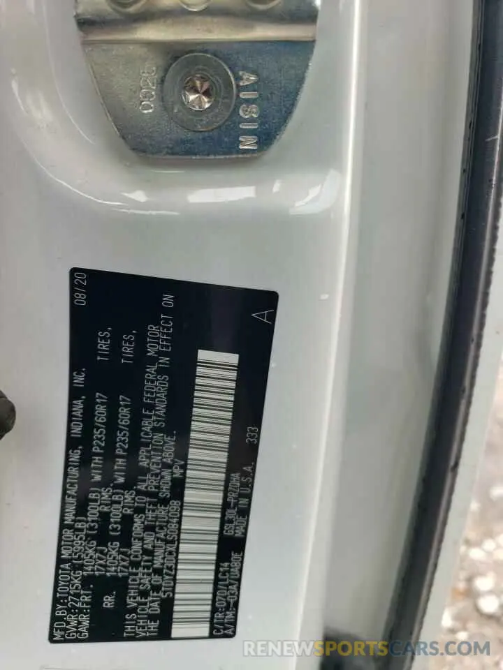 13 Photograph of a damaged car 5TDYZ3DCXLS084098 TOYOTA All Models 2020