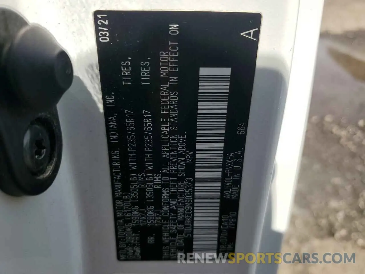 14 Photograph of a damaged car 5TDJRKEC9MS035373 TOYOTA All Models 2021