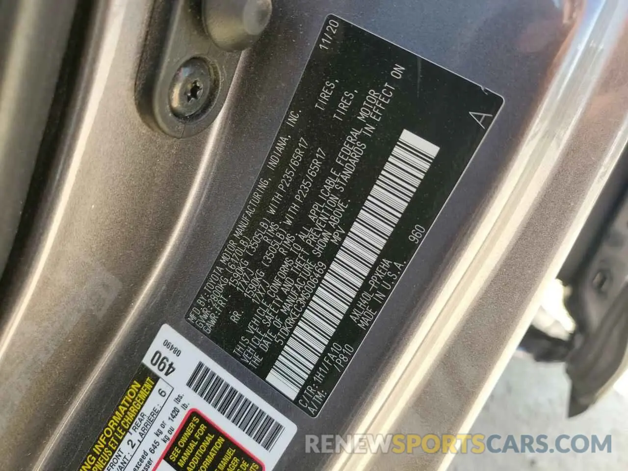 13 Photograph of a damaged car 5TDKRKEC3MS006469 TOYOTA All Models 2021