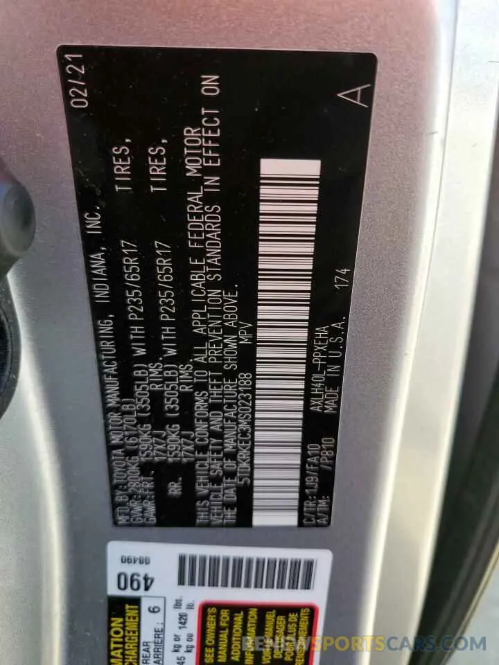 15 Photograph of a damaged car 5TDKRKEC3MS023188 TOYOTA All Models 2021