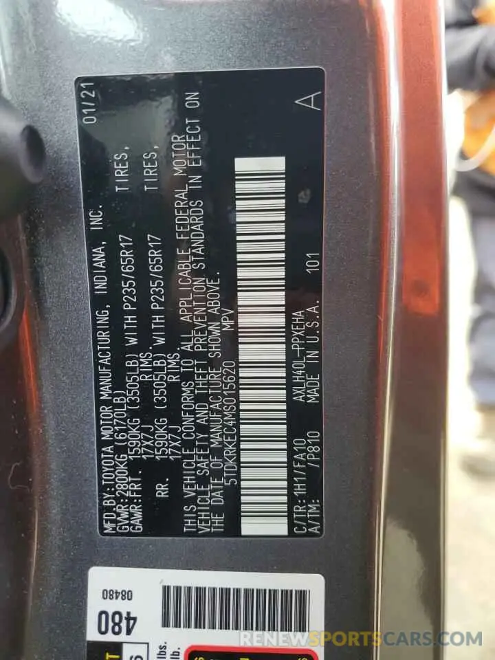13 Photograph of a damaged car 5TDKRKEC4MS015620 TOYOTA All Models 2021
