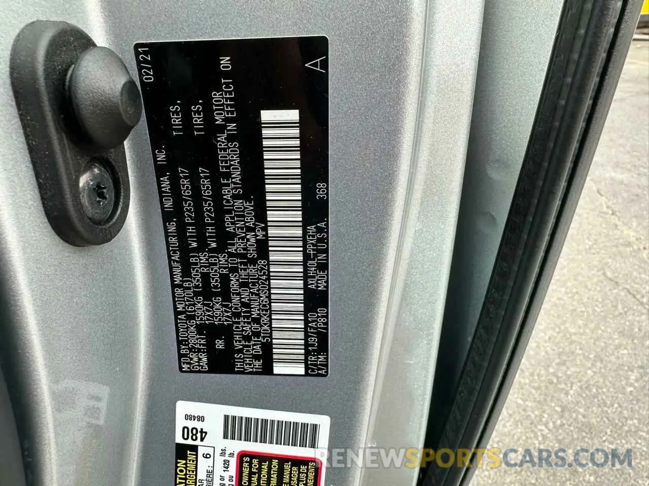 10 Photograph of a damaged car 5TDKRKEC6MS024528 TOYOTA All Models 2021
