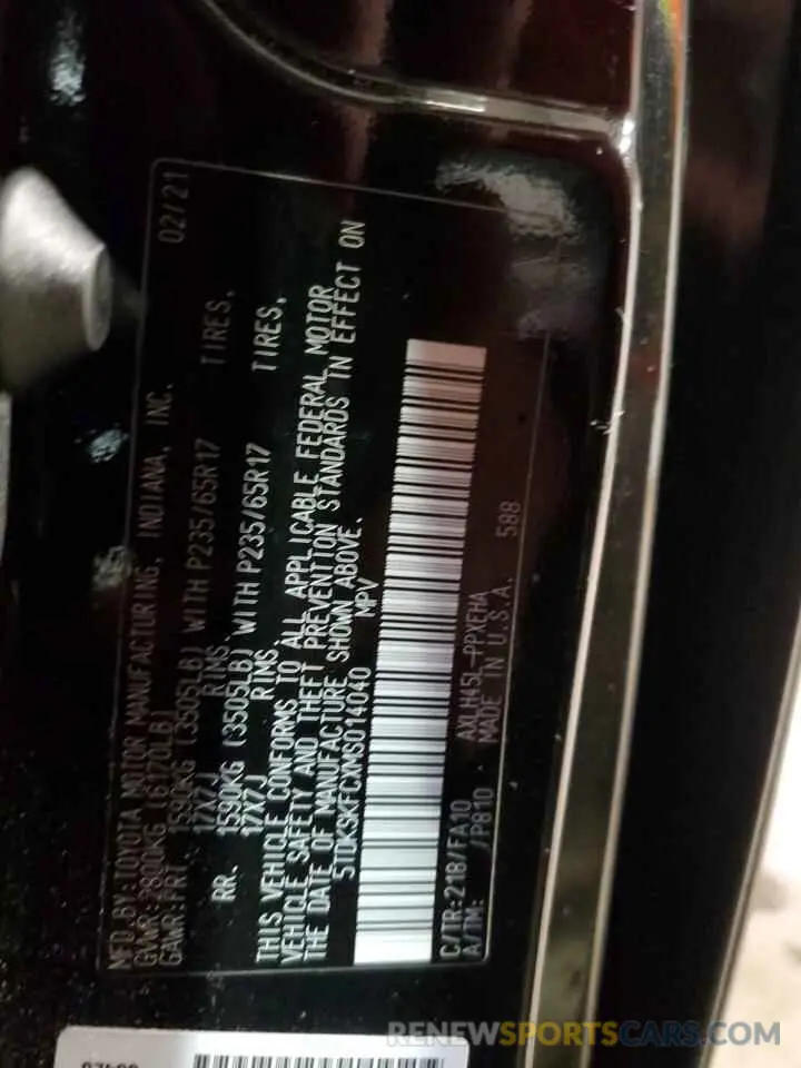 13 Photograph of a damaged car 5TDKSKFCXMS014040 TOYOTA All Models 2021