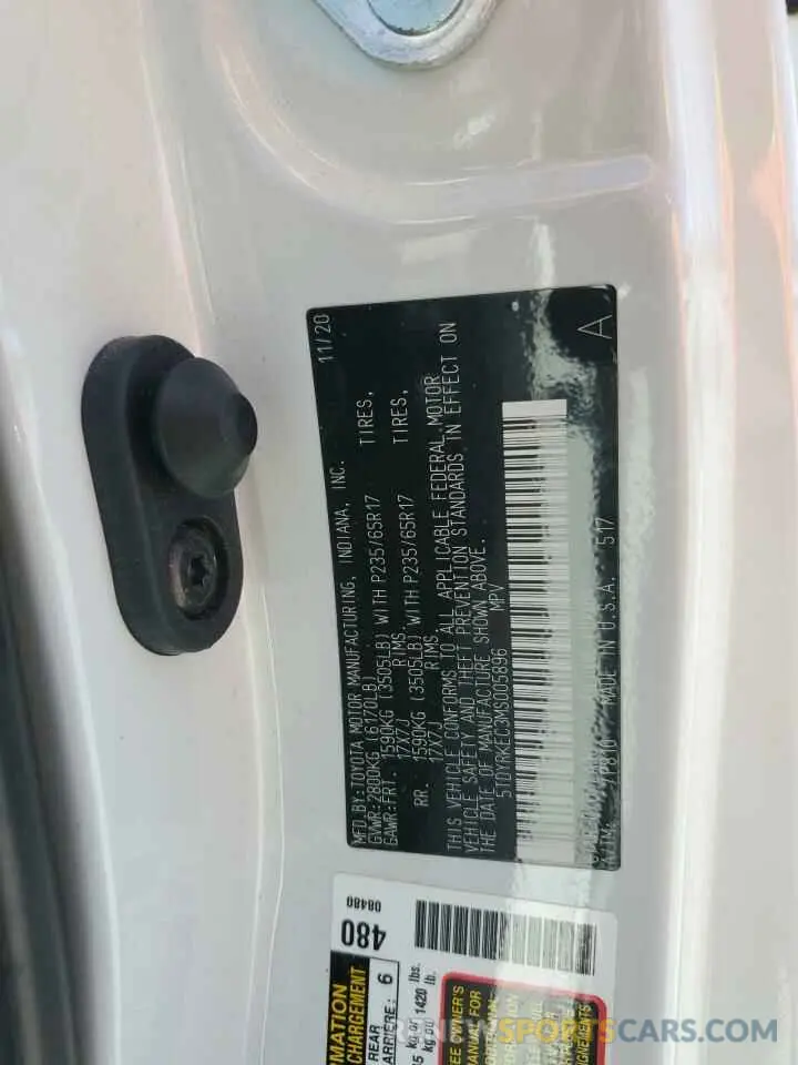 15 Photograph of a damaged car 5TDYRKEC3MS005896 TOYOTA All Models 2021