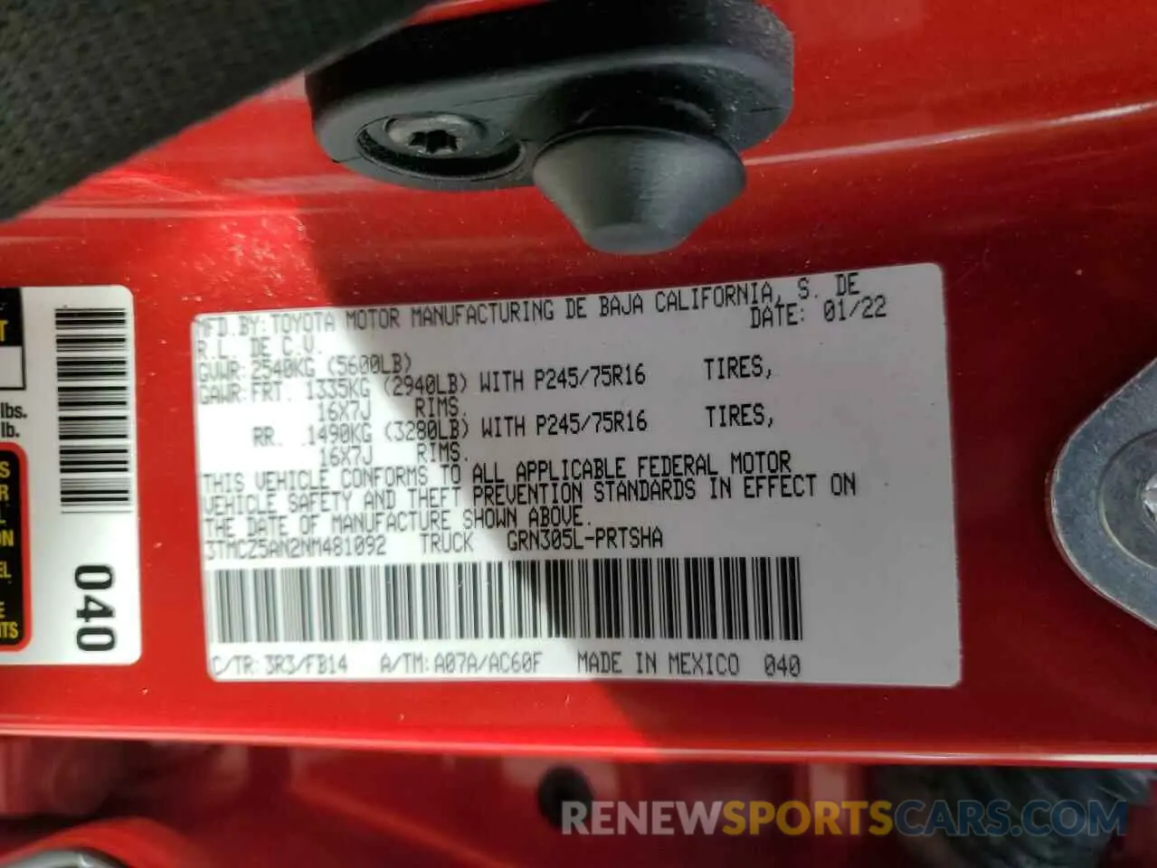 13 Photograph of a damaged car 3TMCZ5AN2NM481092 TOYOTA All Models 2022