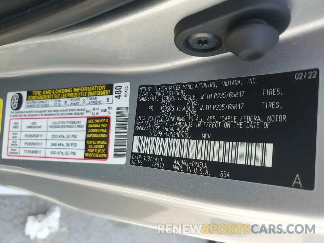 14 Photograph of a damaged car 5TDKRKEC0NS106305 TOYOTA All Models 2022
