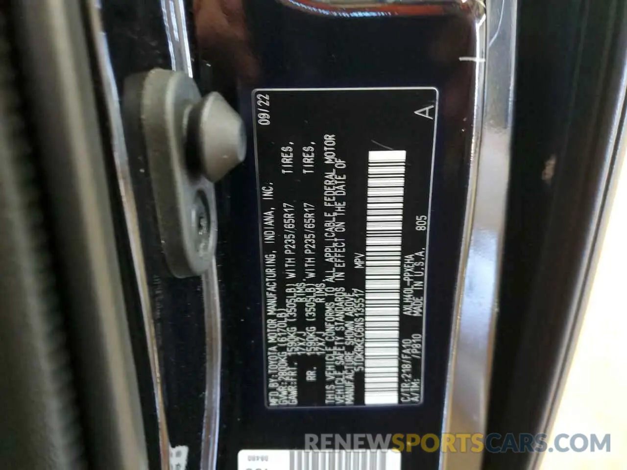 14 Photograph of a damaged car 5TDKRKEC6NS135517 TOYOTA All Models 2022