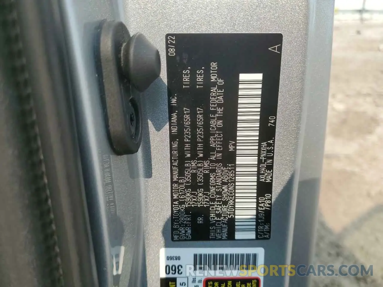 12 Photograph of a damaged car 5TDYRKEC0NS128511 TOYOTA All Models 2022