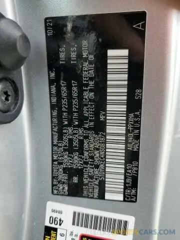 14 Photograph of a damaged car 5TDYRKEC4NS081872 TOYOTA All Models 2022
