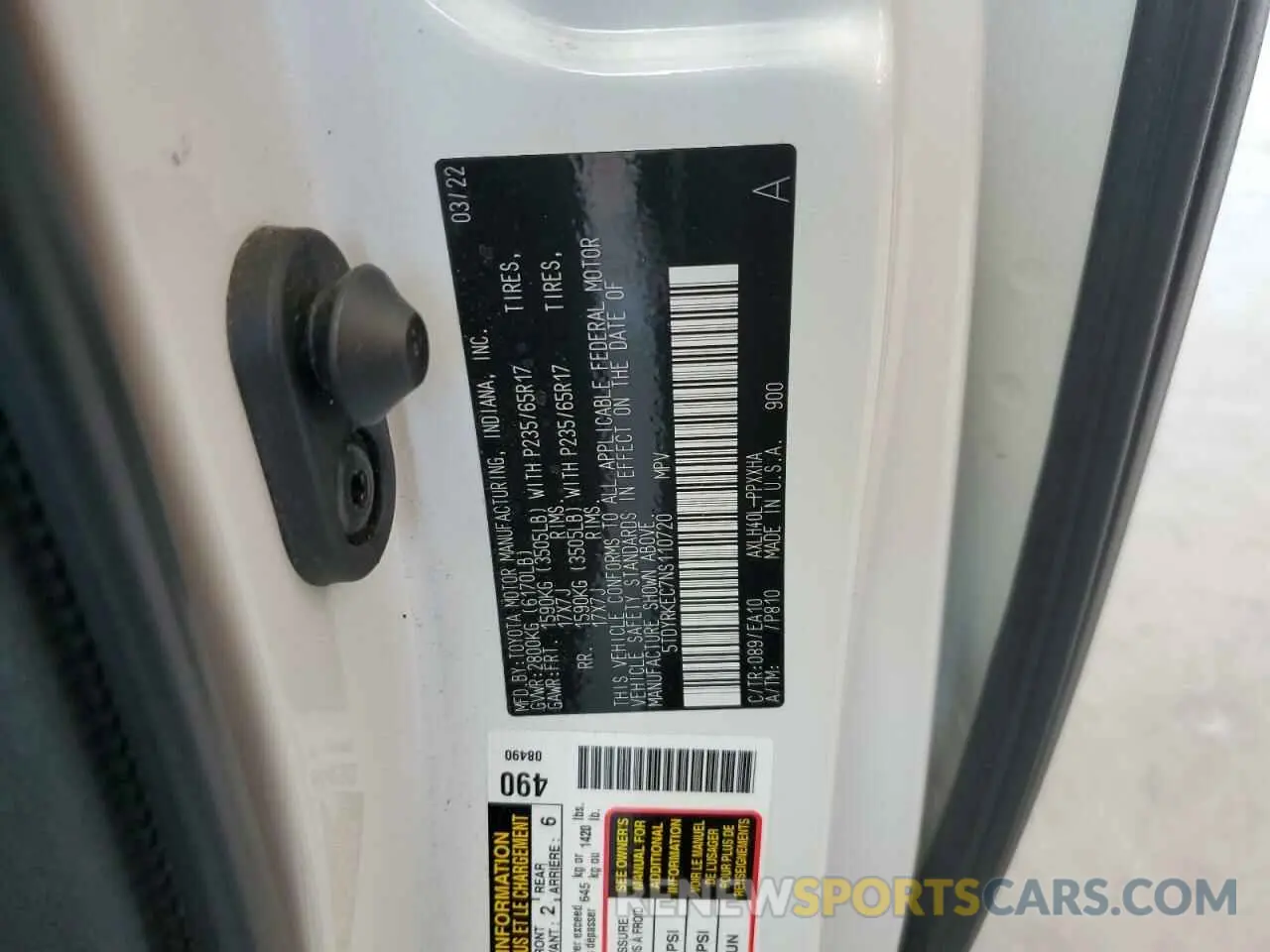 13 Photograph of a damaged car 5TDYRKEC7NS110720 TOYOTA All Models 2022