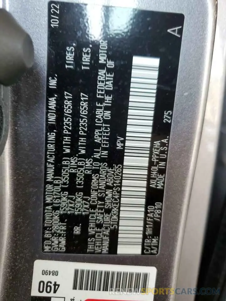 13 Photograph of a damaged car 5TDKRKEC4PS140265 TOYOTA All Models 2023