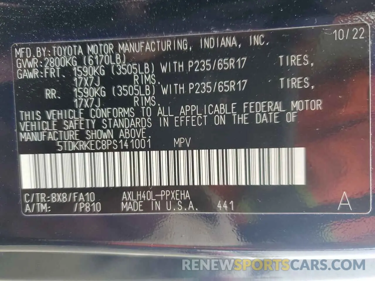 13 Photograph of a damaged car 5TDKRKEC8PS141001 TOYOTA All Models 2023