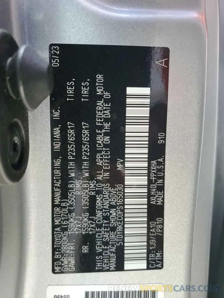 13 Photograph of a damaged car 5TDYRKEC0PS165030 TOYOTA All Models 2023