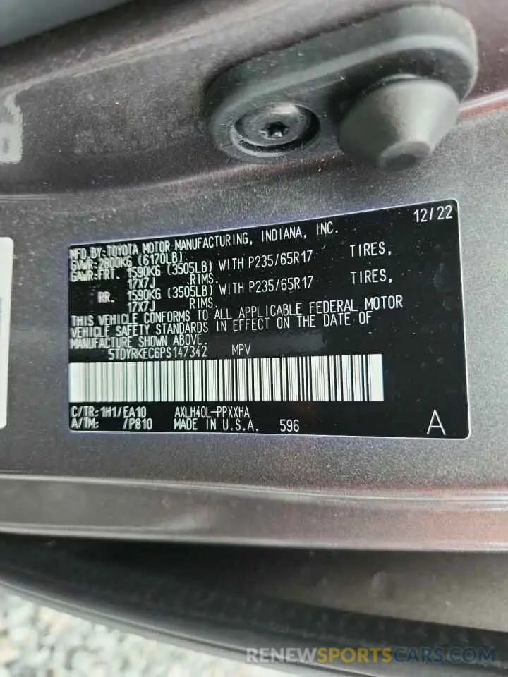 13 Photograph of a damaged car 5TDYRKEC6PS147342 TOYOTA All Models 2023