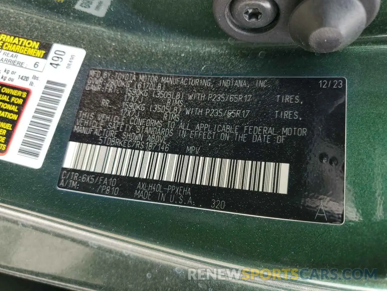13 Photograph of a damaged car 5TDBRKEC7RS187146 TOYOTA All Models 2024
