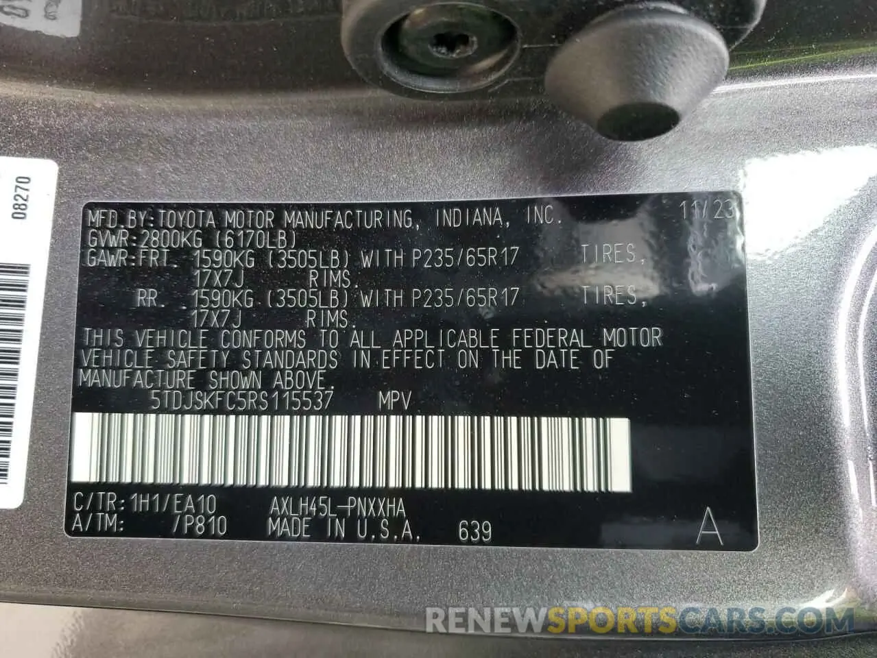 13 Photograph of a damaged car 5TDJSKFC5RS115537 TOYOTA All Models 2024