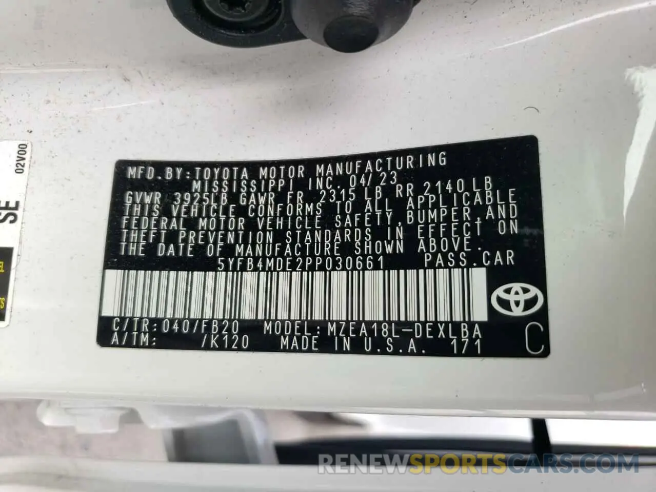 13 Photograph of a damaged car 5YFB4MDE2PP030661 TOYOTA ALL OTHER 2023