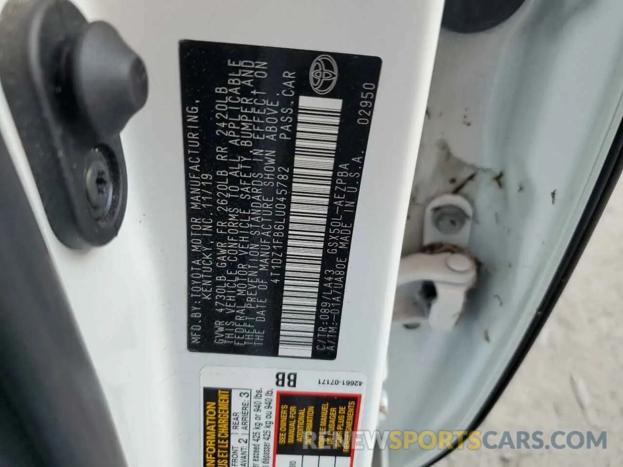 13 Photograph of a damaged car 4T1DZ1FB6LU045782 TOYOTA AVALON 2020