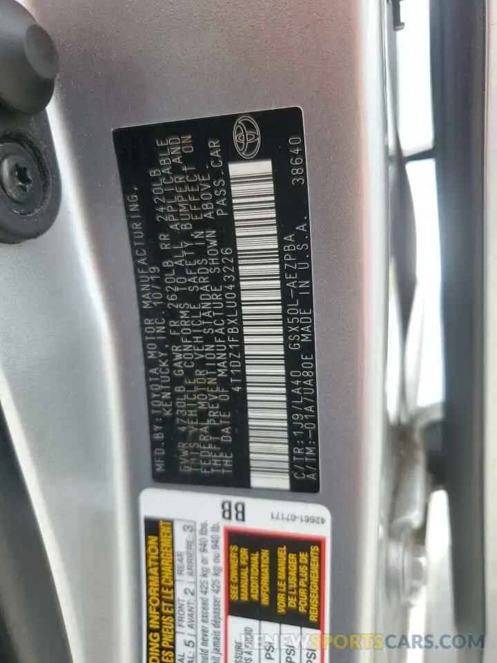 12 Photograph of a damaged car 4T1DZ1FBXLU043226 TOYOTA AVALON 2020