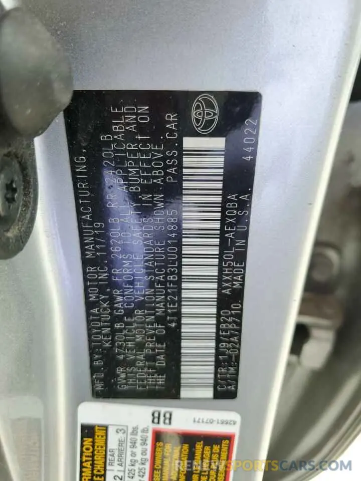 14 Photograph of a damaged car 4T1E21FB3LU014885 TOYOTA AVALON 2020