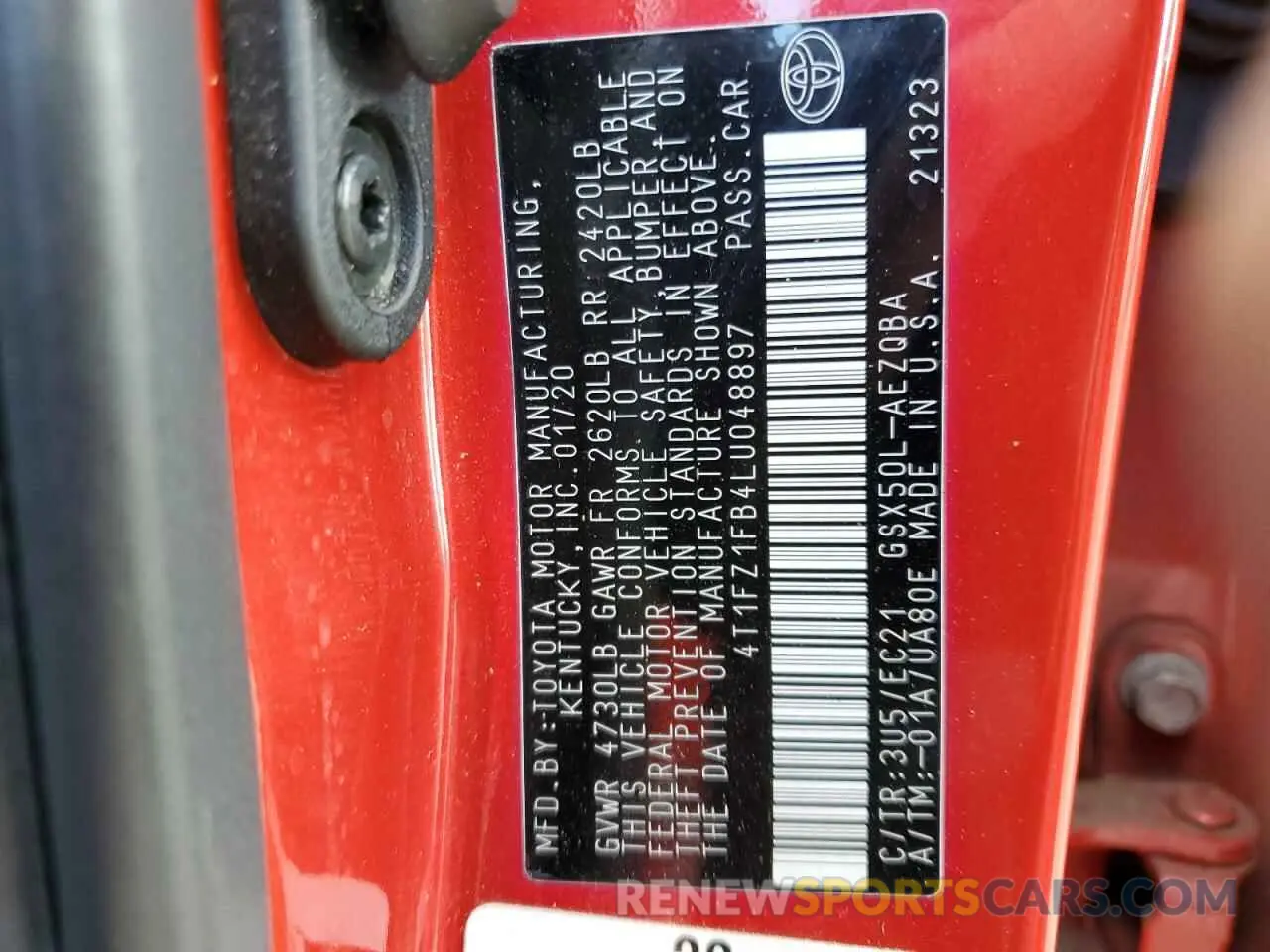 14 Photograph of a damaged car 4T1FZ1FB4LU048897 TOYOTA AVALON 2020